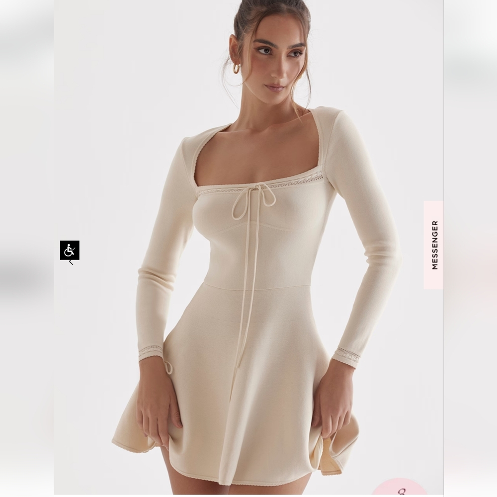 House of CB Caprice Cream Dainty Knit Mini Dress - Picture 8 of 16